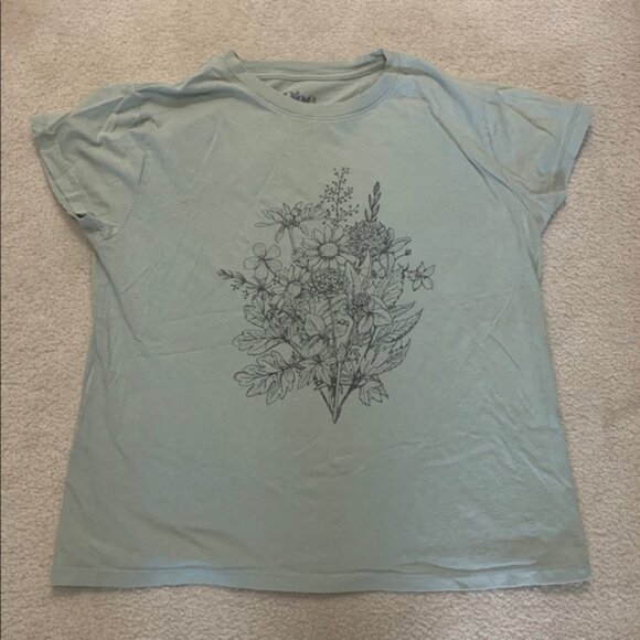 Floral Bouquet Short Sleeve Tee in Light Green - Picture 1 of 3